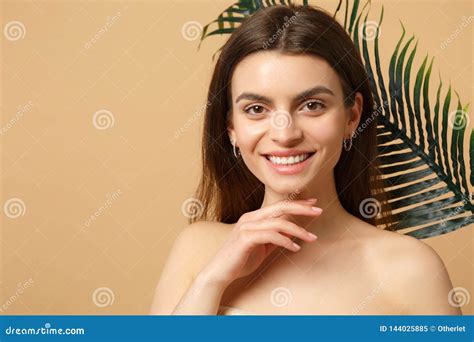 O Fim Acima Da Metade Moreno Da Mulher Despida s a Pele Perfeita Nude Compõe a Folha De