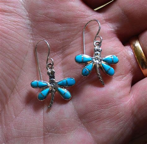 Handmade Silver Turquoise Dragonfly Earrings