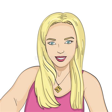 Objectez Sur Le Fond Blanc Rayons Du Soleil La Jeune Fille Blonde Sourit Vecteur Illustration