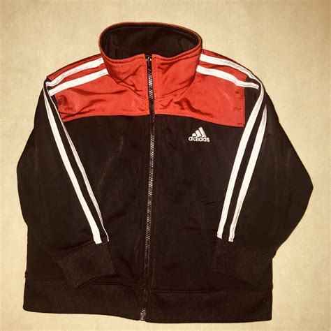 Black And Red Adidas Track Jacket Boys Size 3t Medium Weight