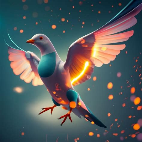 Premium Ai Image Dove Bird Face Neon Illustartion Wallpaper Ai