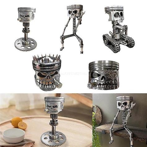 Piston Skull Face Sculpture Carved Skeleton Face Sculpture Ornaments