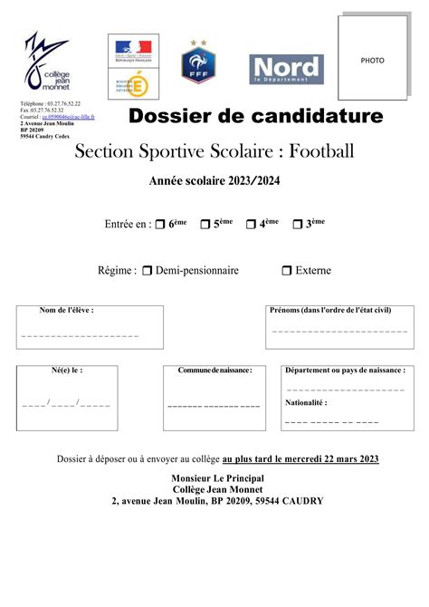 Dossier De Candidature Section Football Monnet Pdf Docdroid