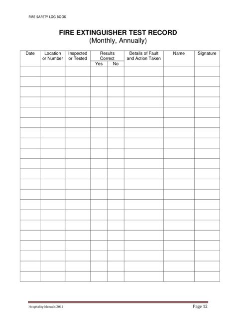 Fire Log Template