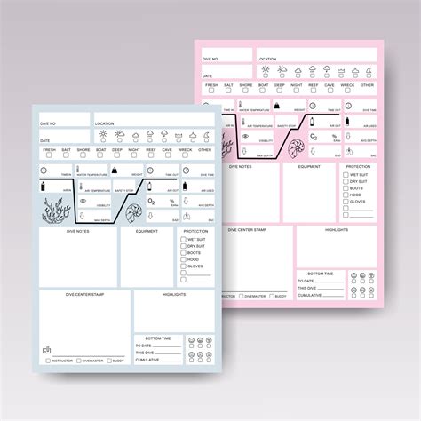 Printable Scuba Dive Log Book Template Pdf Diving Logbook Inspire