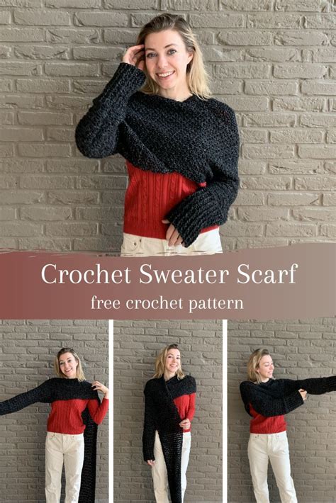 Crochet Sweater Scarf Free Crochet Pattern Video Size S 5XL