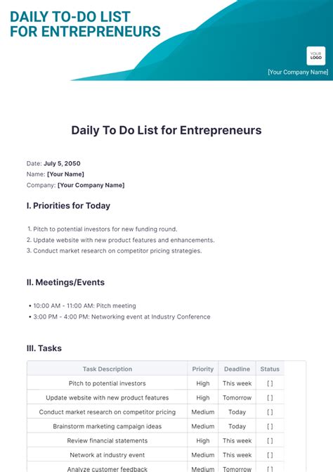 Free Project List Templates Editable And Printable