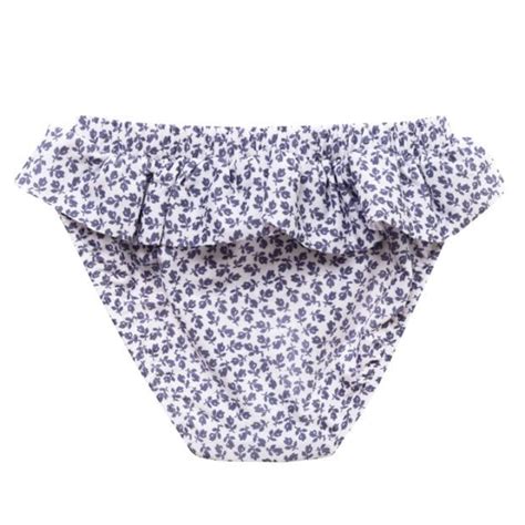 Zoe Bikini Pants Grey Flowers Petit Crabe