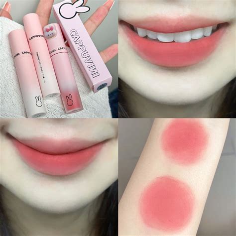 3 Color Brown Pink Lip Glaze Matte Liquid Lipstick Cute Strawberry Waterproof Velvet Nude Red