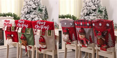 BMTick 3 Dimensional Christmas Chairs Covers Set Of 6 For An