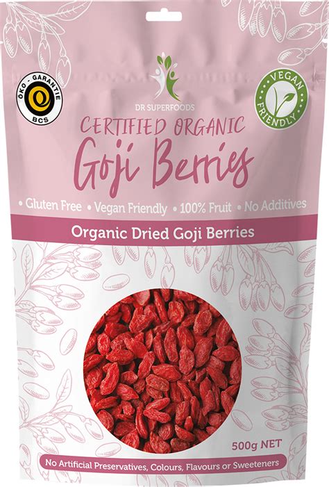 Dr Superfoods Dried Goji Berries Certified Organic 500g Health Tree