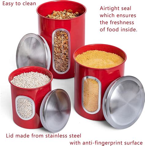 Mixpresso Piece Red Canisters Sets For The Kitchen Kitchen Jars With