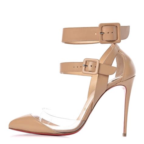 CHRISTIAN LOUBOUTIN Patent PVC Multimiss 100 Pumps 38 Nude 427785 FASHIONPHILE