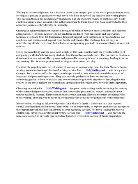 Writing Acknowledgement for Master Thesis | PDF | Thesis