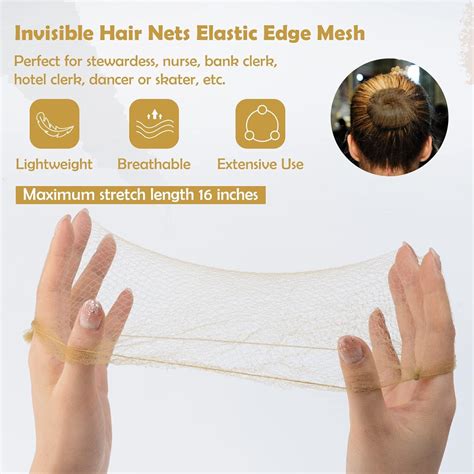 Prouskey 20pcs Blonde Hair Nets For Women Invisible Elastic Mesh Bun Holder For Ballet Dance