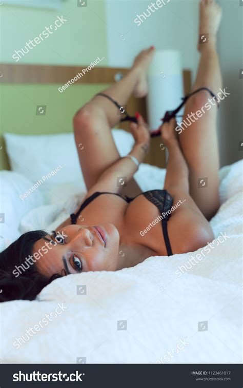Attractive Indian Woman Black Lingerie Poses Stock Photo Shutterstock
