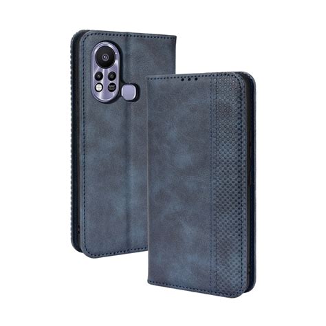 For Infinix Hot S Magnetic Buckle Retro Texture Leather Case Blue Alexnld