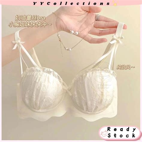 Ready Stock Women Wireless Bra Seamless Lace Push Up Bra Comfortable Sexy Lingerie Coli