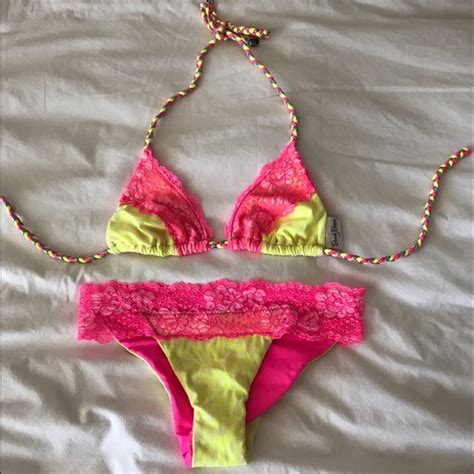 Beach Bunny Swim Beach Bunny Hot Pink Leopard Lace Bikini Set Medium Poshmark
