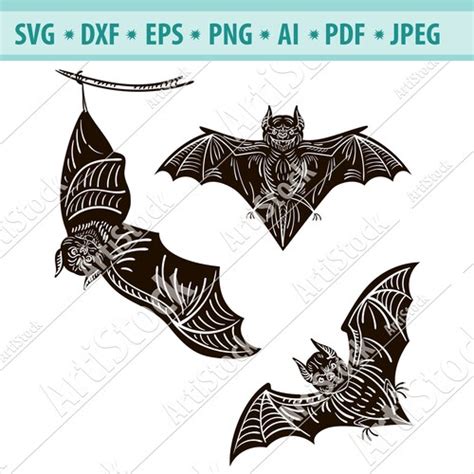 Bat Svg Bundle Bat Svg Bat Silhouette Png Halloween Bat Etsy