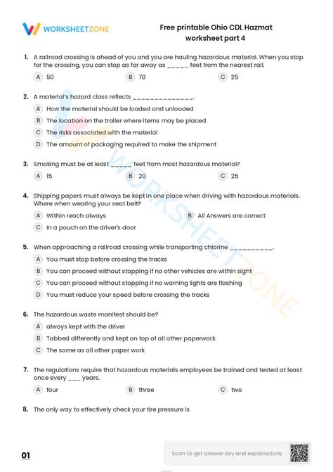 Free Printable Ohio Cdl Hazmat Practice Test Worksheetzone