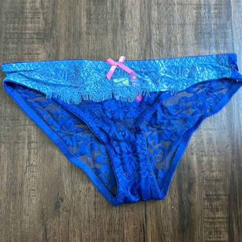 Charlotte Russe Intimates Sleepwear Lace Blue Bikini Pantie Size Large Junior Set Of