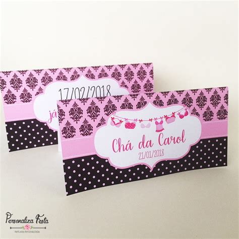 Plaquinha De Mesa Ch De Lingerie Rosa E Preto Elo