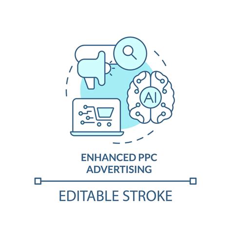Enhanced PPC advertising turquoise concept icon. AI integration in