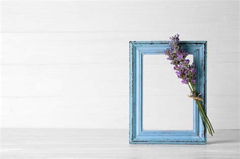 Premium Photo | Lavender with frame on light background