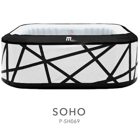 M Spa Premium Series Soho Person Air Bubble Massage Inflatable Square Hot Tub Integrated