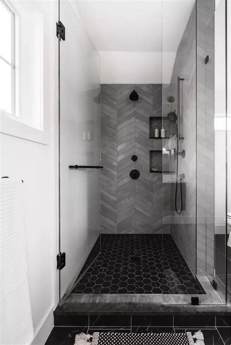 The Betty Custom Home Black Tile Bathrooms Bathroom Tile Designs