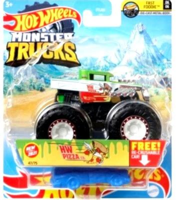 Hot Wheels Monster Truck Pojazd Terenowy Metalowy Hw Pizza Mini Wrak