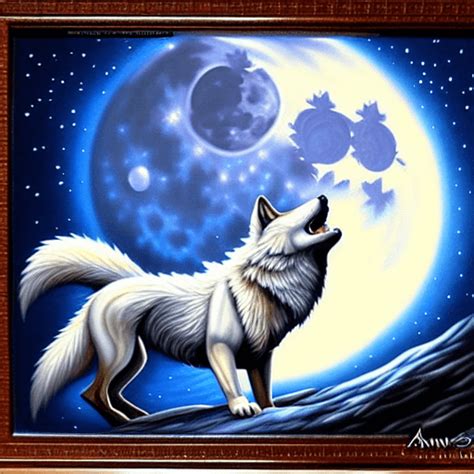 Anne Stokes Wolf Huilt Bij Volle Maan · Creative Fabrica