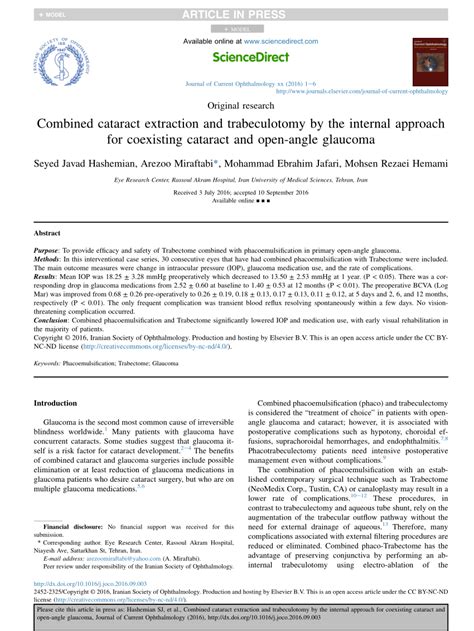 Pdf Combined Cataract Extraction And Trabeculotomy By The Internal