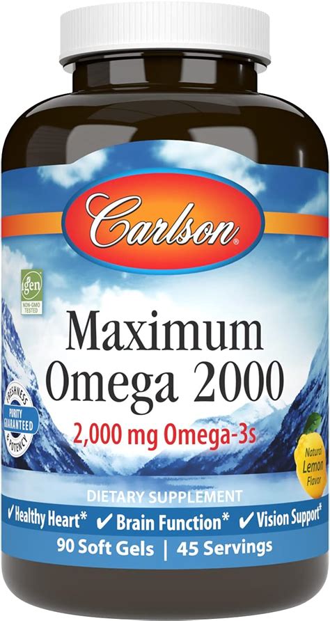 Amazon.com: Carlson - Maximum Omega 2000, 2000 mg Omega-3s, Healthy ...