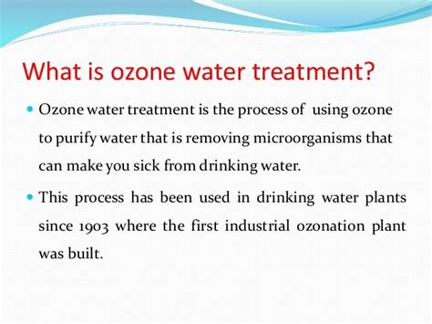 Ozone water treatment