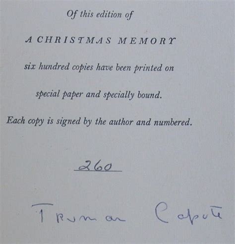 A Christmas Memory By Capote Truman Fine Hardcover 1966 Limited