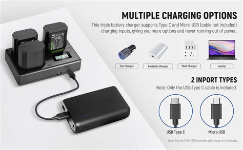 NEEWER NP FZ100 Replacement Battery And Charger Set 3 Pack 2280mAh NP