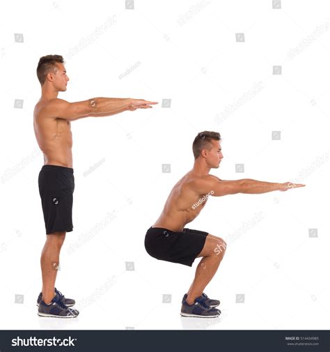 Muscular Half Naked Man Showing Squat Stock Photo Edit Now