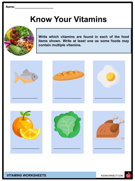 Vitamins Facts And Worksheets For Kids Types Sources Function