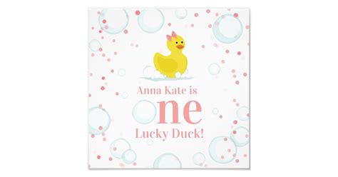 One Lucky Duck Pink Birthday Party Photo Print | Zazzle