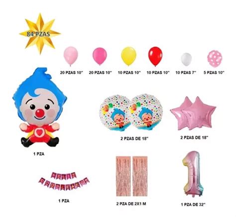 Kit Decoracion Cumpleaños Globos Plim Plim Niña 84 Pzs Nuevo en venta