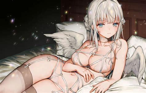 Wallpaper Girl Sexy Lingerie Bra Cleavage Panties Thighhighs Long Hair For Mobile And