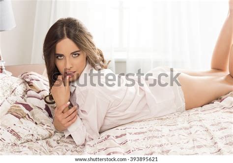Beautiful Brunette Girl Erotic Expression Lying Stock Photo 393895621 Shutterstock