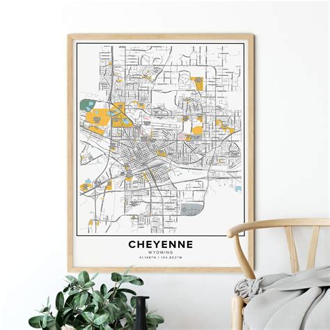 Cheyenne Map Print, Street Names Cheyenne Print, Printable Map of