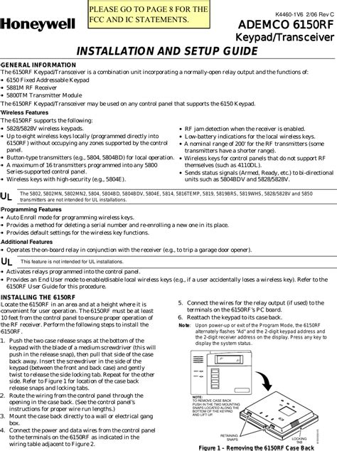 Honeywell Dl V Wireless Security Keypad User Manual