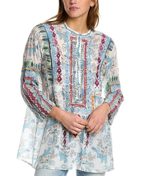 Johnny Was Isla Silk Blouse In Blue Lyst