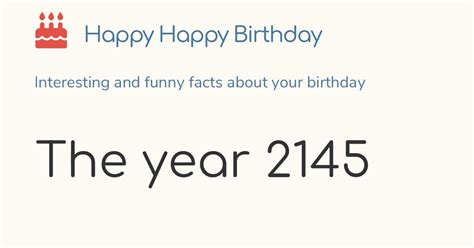 The year 2145: Calendar, history and birthdays