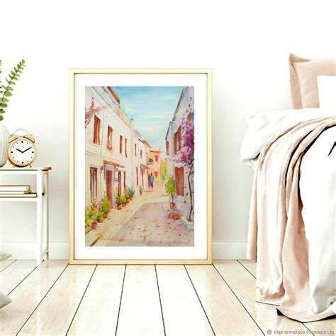 Картина город улица уютная с цветами. Городской пейзаж Москва в ...