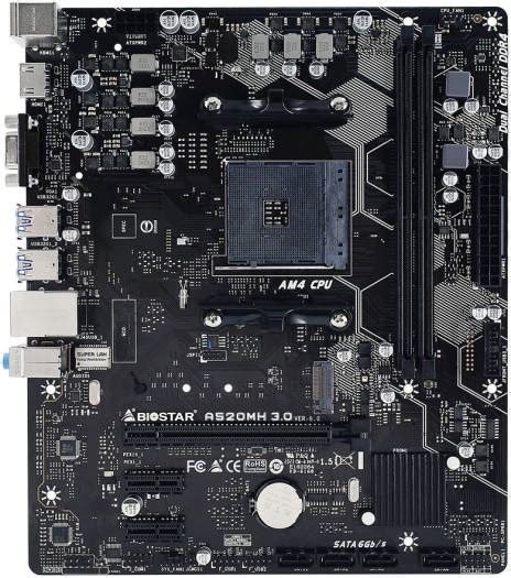 Biostar A520MH 3.0 Ver. 6.0 Micro ATX Motherboard, AMD Socket AM4 CPU ...